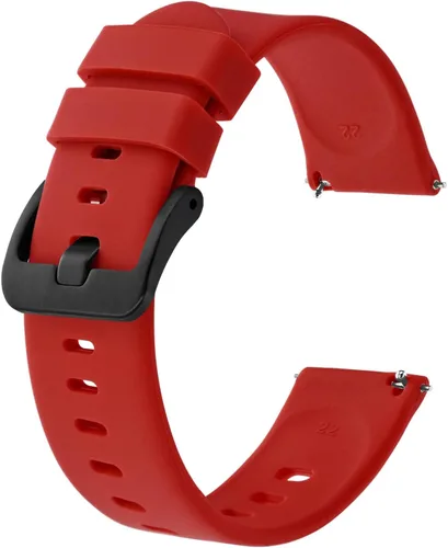 Miniatura 54 de BISONSTRAP Correas de reloj de silicona, correas de reloj delgadas con liberación rápida, 0.787 in, negro con hebilla negra