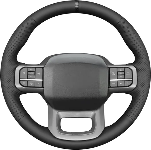Miniatura 16 de MEWANT Funda de volante de automóvil brillante de fibra de carbono y gamuza cosida a mano para Ford F-150 2021-2023 / F-150 Lightning 2022-2023