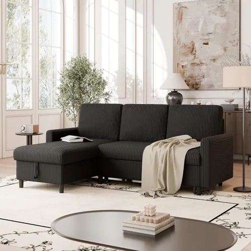 Miniatura 3 de Vongrasig Sofá cama con almacenamiento para espacios pequeños, sofá convertible pequeño extraíble con diván de almacenamiento, sofá cama modular