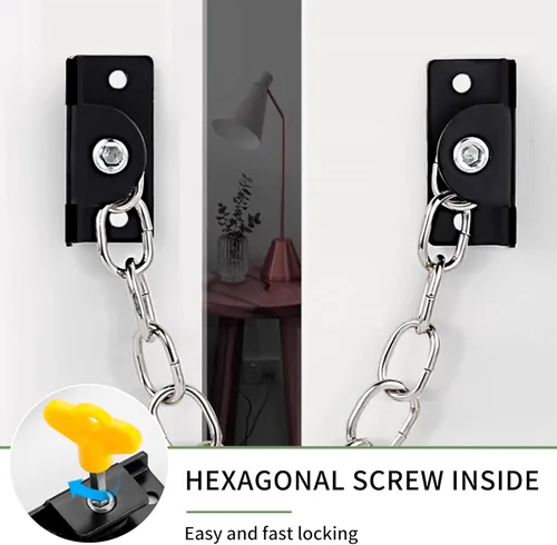 Miniatura 6 de SooGree Cerradura de cadena de ventana de acero inoxidable, restrictor de puerta de guardia, cerradura de cadena de seguridad para ventanas planas