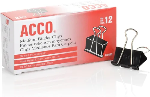 Miniatura 3 de ACCO 72062 - Clips para carpeta, medianos, color negro, 12 por caja, 2 cajas