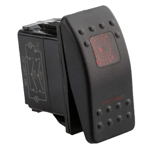 Miniatura 3 de Amarine Made Interruptor basculante impermeable de 12V 20 Amp On-Off-On 2 posiciones para barco marino DPDT 7 Pin con 2 lámparas LED (rojo)