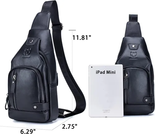 Miniatura 60 de LUKZIJAES Bolso bandolera de cuero genuino para hombre