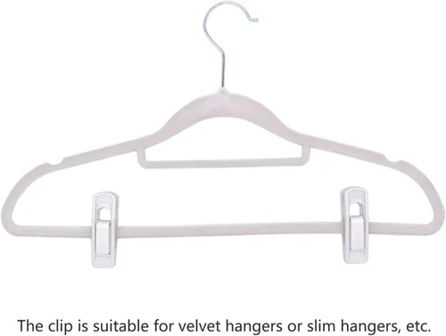Miniatura 5 de Tinfol 40 clips de plástico para colgar – Clips de agarre fuerte, clip de falda de pantalón blanco, clip de dedo multiusos para perchas de ropa