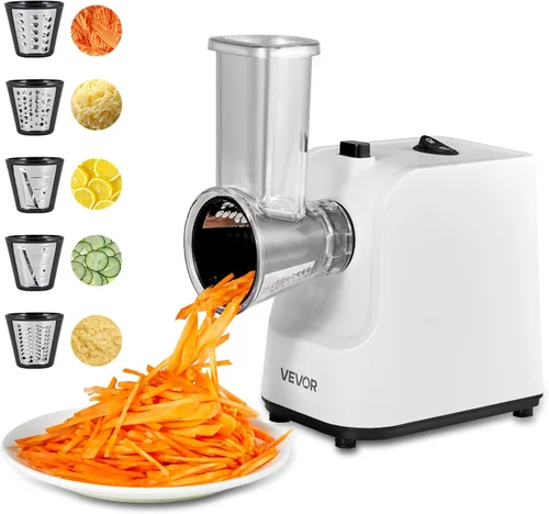VEVOR Rallador Eléctrico de Queso Fabricante de Ensaladas, Disparador de Ensaladas de 200W, Rebanador Triturador Picador Eléctrico de Vegetales para