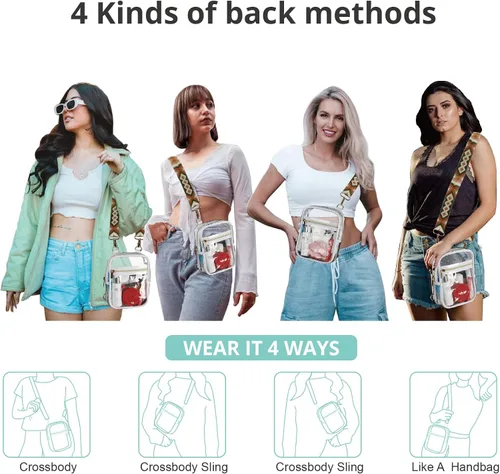 Miniatura 39 de Bolso cruzado aprobado por estadios para mujer, bolsa transparente para estadios para eventos deportivos, conciertos