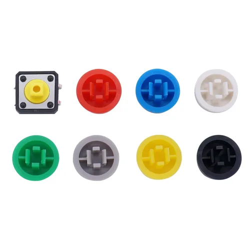 Miniatura 6 de TWTADE 70 unids 4 pin táctil táctil interruptor de botón momentáneo 0.472x0.472x0.287 in con tapa de interruptor multicolor+160PCS táctil momentáneo