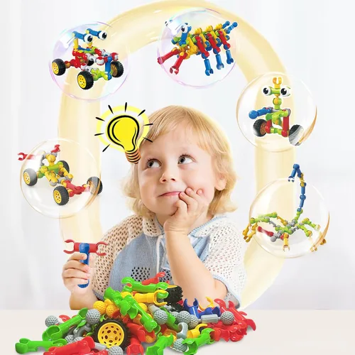 Miniatura 5 de Huaker - Juguetes de construcción, 109 piezas de juguetes STEM para niños de 3 a 12 años, regalos de Navidad y cumpleaños para niños, bloques