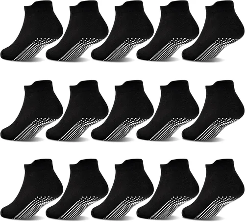 Miniatura 13 de GRPSKCOS Calcetines Antideslizantes para Niños Pequeños 15 Pares Calcetines de Agarre Antideslizantes de Corte Bajo para Niños y Niñas de 1 a 7 Años