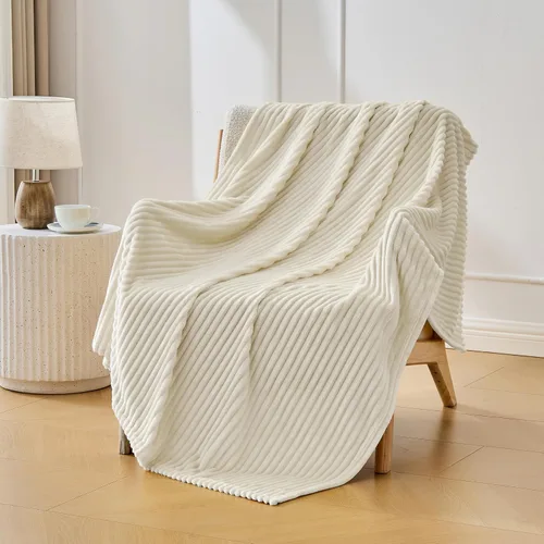 Miniatura 17 de Bnuitland - Manta de franela marrón con funda de almacenamiento, 300 GSM, manta de sofá súper suave con patrón de rayas de forro polar para bebés