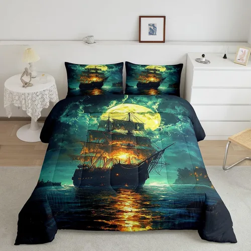 Miniatura 11 de Manfei Juego de edredón de astronauta de dibujos animados, tamaño individual, juego de ropa de cama colorido de cielo estrellado galaxia para niños