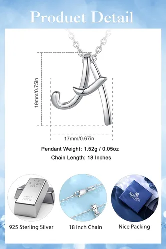 Miniatura 6 de EUDORA Collares de plata de ley con inicial para mujer regalos clásicos sin cuello de 26 letras para niñas hermana madre e hija cadena de 18