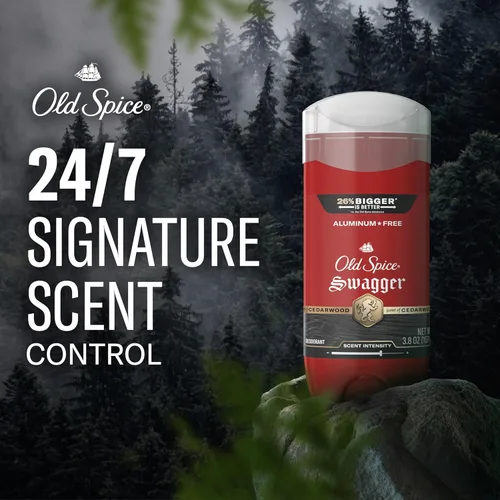 Miniatura 3 de Old Spice Desodorante sin aluminio para hombres, colección Red Zone, Swagger Invisible Solid, aroma a lima y madera de cedro, 3.8 onzas