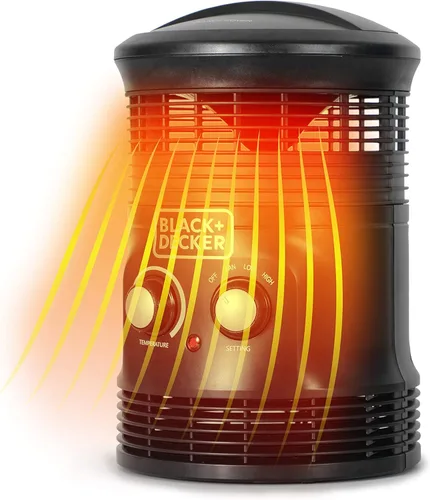 BLACK+DECKER Combo de calentador envolvente de 360 grados y ventilador, calentador de espacio de 360 grados para escritorio de oficina, oficina en