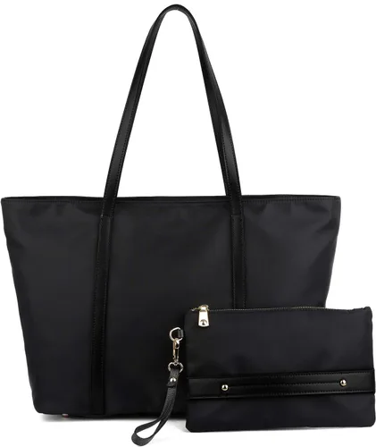 Miniatura 3 de YALUXE Bolso de mano para mujer, bolso de hombro de nailon de cuero para mujer, bolso de trabajo de gran capacidad, bolso imprescindible