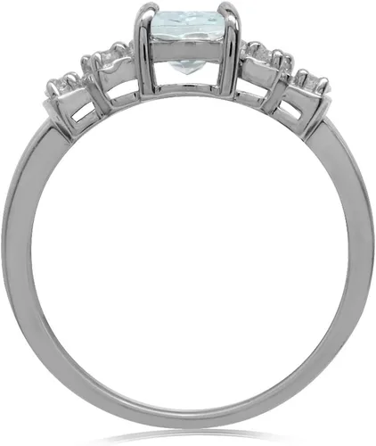 Miniatura 3 de Silvershake 8X6mm Oval Shape Gemstone White Gold Plated 925 Sterling Silver Engagement Ring Jewelry for Women