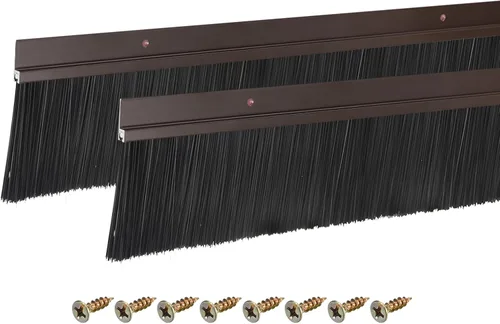 Miniatura 16 de uxcell 2 piezas cepillo de puerta barrido inferior forma H base de aleación de aluminio con cepillo de nailon de 0.4 pulgadas para hogar, industrial