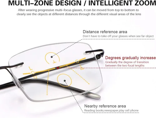Miniatura 3 de Gafas de lectura progresivas multifocales fotocromáticas UV, gafas de sol, anteojos ligeros anti azul para computadora para hombres y mujeres