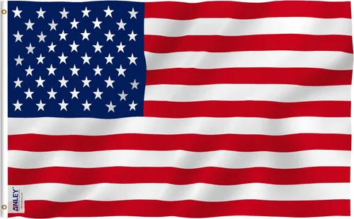 ANLEY Fly Breeze Bandera Nacional Americana 4x6 Pies Poliéster - Color Vívido y Resistente a la Decoloración - Cabecera de Lona y Ojales de Latón -