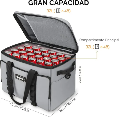 Miniatura 2 de Bolsa térmica con aislamiento suave, plegable, enfriadores de viaje grandes, enfriadores de lados suaves, hieleras a prueba de fugas, impermeable