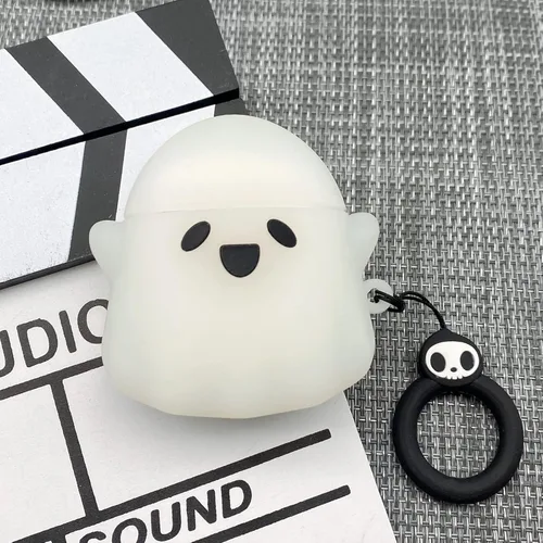 Miniatura 7 de Funda compatible con AirPods 2/1, [brilla en la oscuridad] bonita funda fantasma para Airpods 2 y 1, funda divertida de silicona suave para Apple