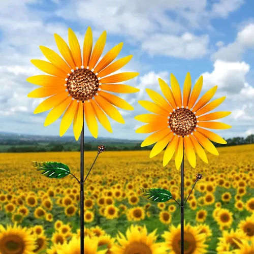 Miniatura 2 de 2 paquetes de giradores de viento para exteriores, decoración de girasol girador de viento para patio, molinetes, giradores de viento para patio