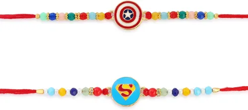 Miniatura 5 de Set of 2 SuperHero's Rakhi for Brother with Raksha Bandhan Greeting Card Roli Chawal Tika - Raksha Bandhan Rakhi for Small Brothers Rakhi for