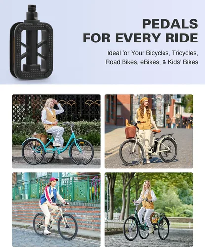 Miniatura 2 de VIRIBUS Pedales de bicicleta de 9/16 pulgadas, pedales de bicicleta profesionales con plataformas antideslizantes y reflectores, pedales BMX