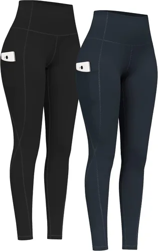 Miniatura 20 de PHISOCKAT Paquete de 2 pantalones de yoga de cintura alta con bolsillos, leggings de control de abdomen, leggings de yoga elásticos en 4 direcciones