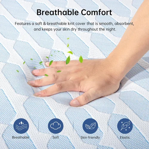 Miniatura 3 de TFD Colchón de tamaño individual, colchón de espuma viscoelástica de gel refrescante de 5 pulgadas en una caja para aliviar la presión, sin fibra