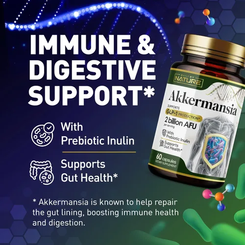 Miniatura 4 de Built by Nature Akkermansia Muciniphila - Suplemento probiótico - 2 mil millones de AFU - Apoya GLP-1, salud intestinal inmune y digestiva - 120