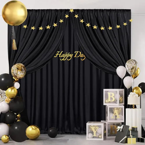 Miniatura 56 de Cortinas de Telón de Fondo Blanco de 2 Paneles 5 x 1,5 m de Poliéster, Telón de Fondo para Fotografía, Cortinas para Decoración de Fondo de Boda