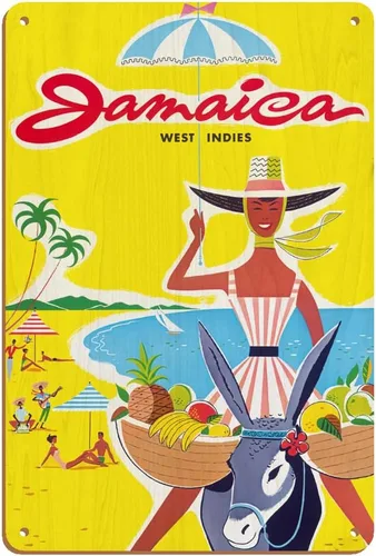 Miniatura 5 de Pacifica Island Art Jamaica – West Indies – Caribe – Vendedor jamaicano de frutas de playa en burro – Póster de viaje vintage c.1950s – Cartel