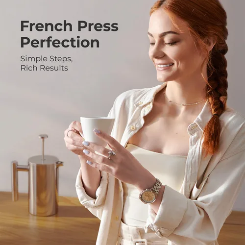 Miniatura 8 de MuellerLiving - Cafetera de prensa francesa MuellerLiving de 20 oz, prensa francesa de café de acero inoxidable, 4 filtros resistentes al calor