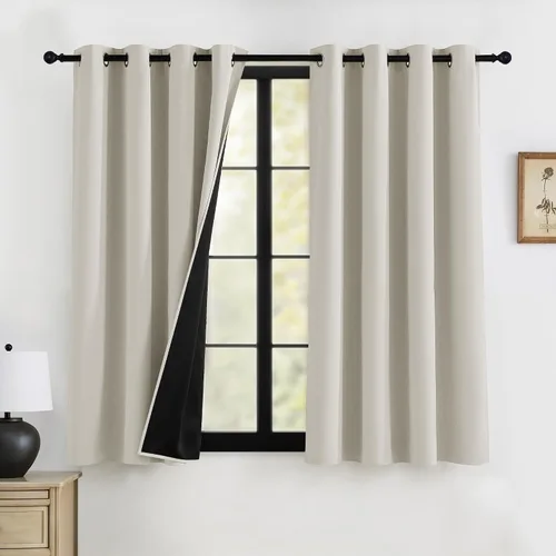 Miniatura 16 de RYB HOME Cortinas opacas grises de 63 pulgadas de largo para dormitorio, cortinas de ventana 100% opacas con aislamiento térmico y reducción