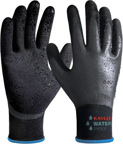 Miniatura 18 de KAYGO Guantes de trabajo impermeables para hombres y mujeres, guantes de trabajo recubiertos de goma antideslizantes para jardín, construcción al