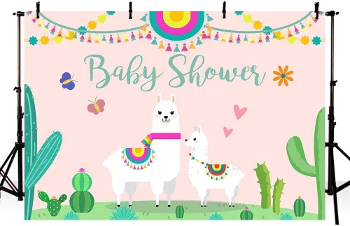 Fondo de cabina de estudio fotográfico para baby shower, fiesta rosa, cactus mexicano, llama, mamá, señorita, fondos de fotografía para suministros