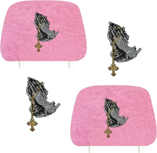 Miniatura 16 de ALLBrand Fundas universales para reposacabezas de asiento de automóvil, camión, con diamantes de imitación, color rosa, paquete de 2