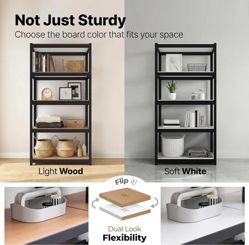 Miniatura 11 de HOMEDANT House - Estantería de metal resistente ajustable de 24.4 pulgadas de ancho y 5 niveles para garaje, estantes de almacenamiento de pie, Negro