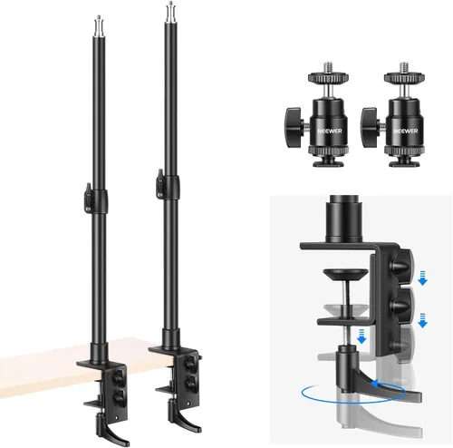 Miniatura 9 de NEEWER Soporte de escritorio extensible para cámara con cabeza de bola, soporte de luz de mesa ajustable de 17"-40" con tornillo de 1/4