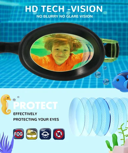 Miniatura 7 de NSSIW Gafas de natación para niños, gafas de natación para niños: gafas de piscina antivaho sin fugas, paquete de 2 unidades de 3 a 16 años