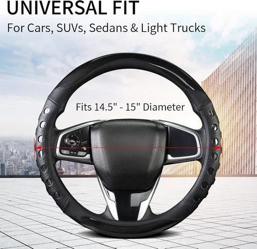 Miniatura 3 de Funda de cuero sintético para volante de automóvil con agarre antideslizante, para mujeres y hombres, ajuste universal para automóviles, camiones