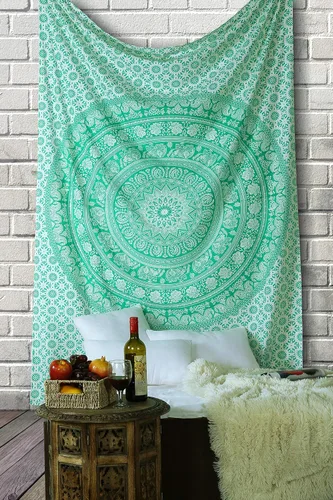 Miniatura 19 de RAJRANG - Tapiz de mandala indio para colgar en la pared, diseño hippie, de elefante, playa, decoración de dormitorio universitario, bohemio, boho.