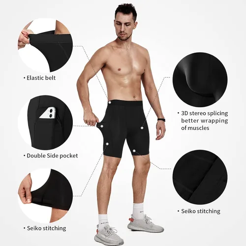 Miniatura 3 de Niksa Pantalones cortos de compresión para hombre, paquete de 23, ropa interior de compresión para hombre, pantalones cortos atléticos, pantalones