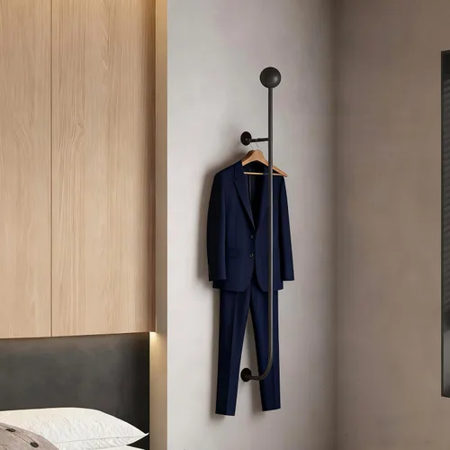 Miniatura 6 de 58.2 pulgadas-Boutiques Perchero de ropa montado en la pared Percheros de pared Barra colgante Percheros Organizador Organizador Sistema colgante