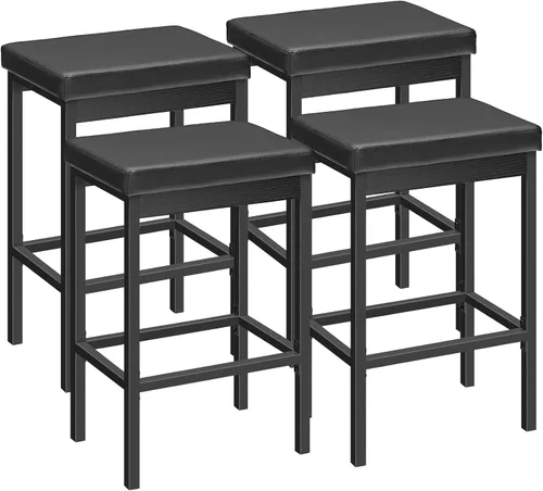 Miniatura 13 de HOOBRO Taburetes de bar, juego de 2 sillas de bar, taburetes de 24.8 pulgadas de altura, taburetes de desayuno, taburetes de cocina, tapicería de 2