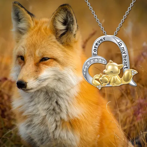 Miniatura 5 de LONAGO Mother and Child Fox Necklace Sterling Silver, Foxes Heart Necklace Gift for Mother Grandmother Mom Daughter Women