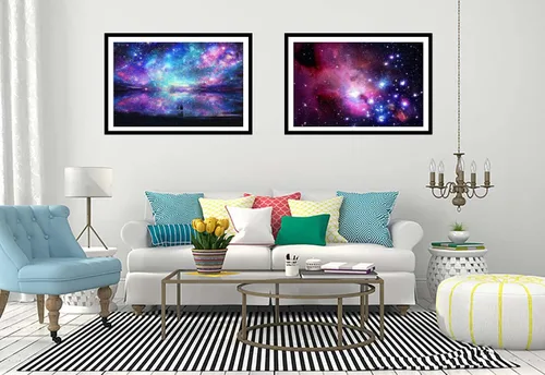 Miniatura 3 de SKRYUIE Paquete de 2 pinturas de diamantes 5D para bricolaje, cielo estrellado y aurora, pintura de taladro completo con diamantes, luces polares