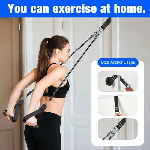 Miniatura 9 de Kit de barra de pilates Bbtops con bandas de resistencia, barra de pilates con bandas apilables, equipo de entrenamiento para piernas, cadera, Negro