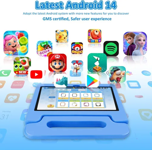 Miniatura 4 de NRKDUBQ Tablet de 10.1 pulgadas con funda IPS HD pantalla táctil Android 14 64 GB de almacenamiento, 8 GB de RAM, tableta Octa Core, batería de 12